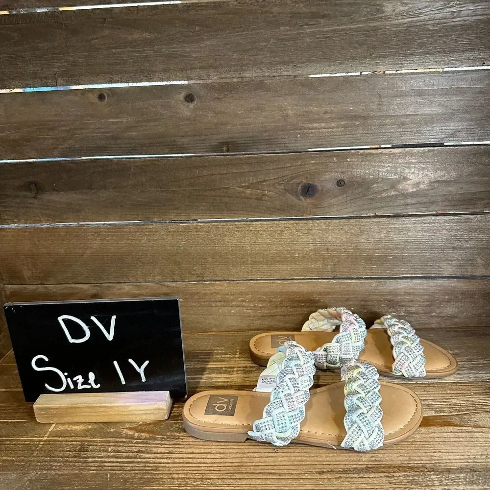 Girls DV Dolce Vita Cristal Pastel Double Strap Braided Slip On Sandals Size 1 Y